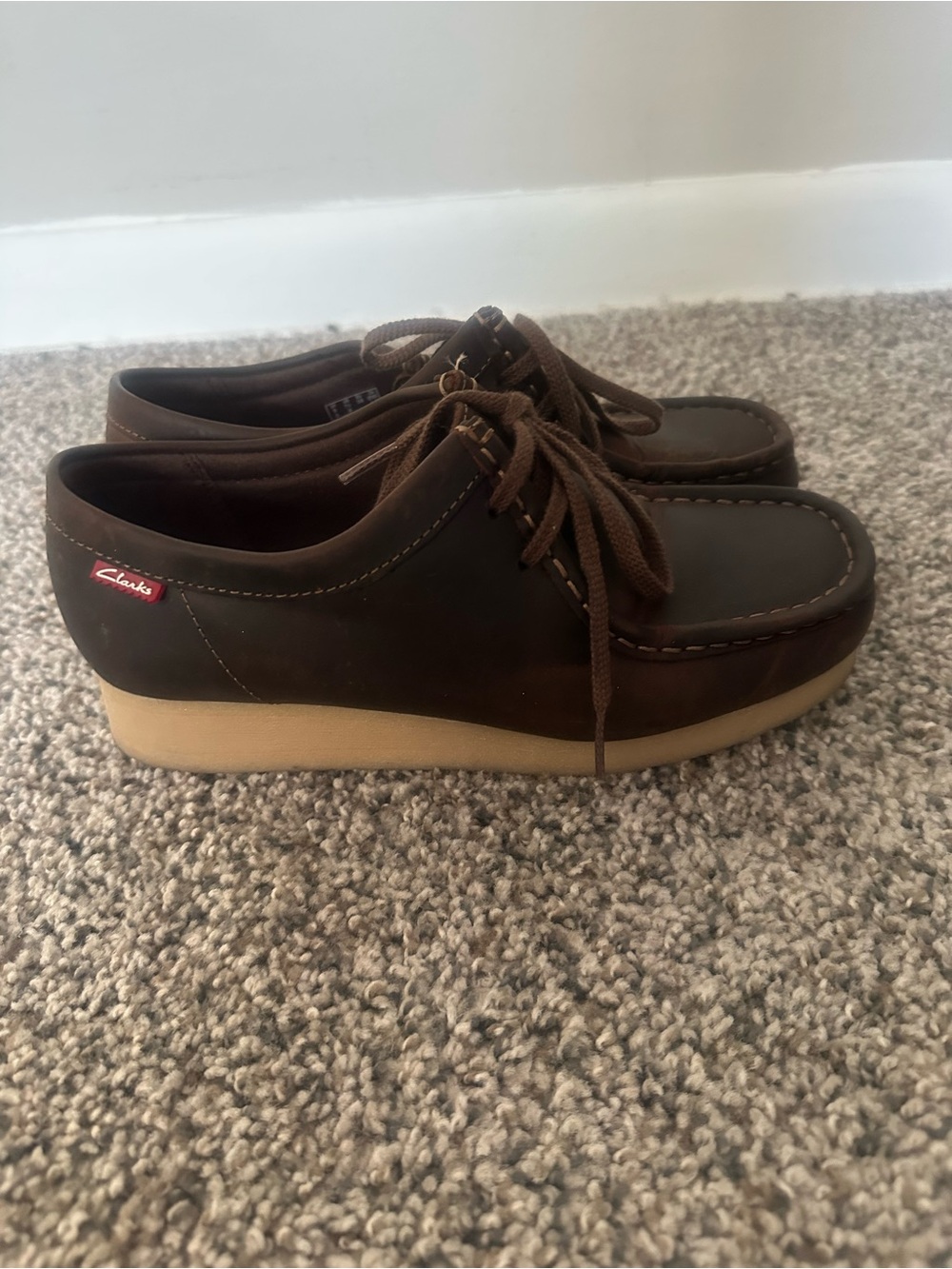 Clarks Men's Dark Brown Leather Moc Toe Lace-Up Slip-On Shoes